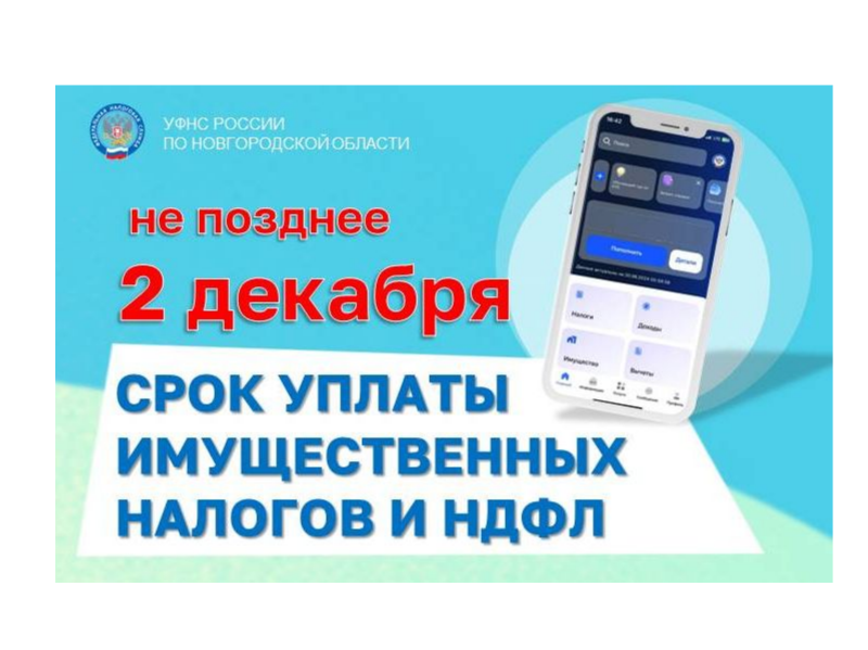 УФНС РОССИИ ПО НОВГОРОДСКОЙ ОБЛАСТИ НАПОМИНАЕТ!.